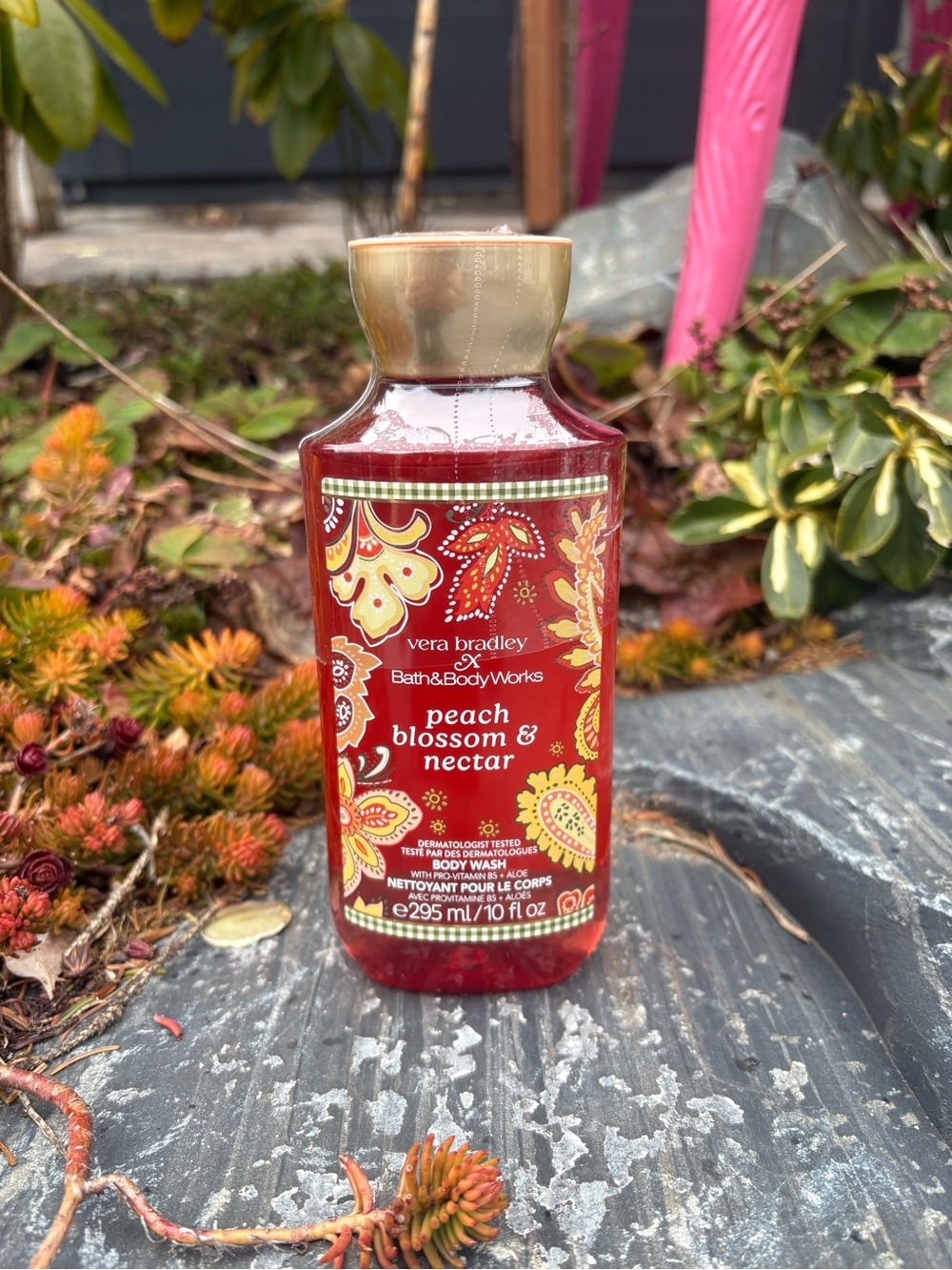 Bath & Body Works Peach Blossom & Nectar Body Wash - Red & Gold